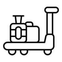 Vacation luggage trolley icon outline vector. Suitcase cart vector