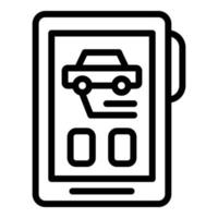 vector de contorno de icono de alarma de coche de tableta. sistema de llaves