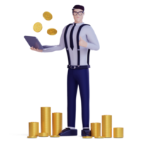 3d business man success good coin png