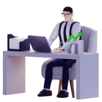 3d business man work for investment and customer service png