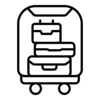 vector de contorno de icono de carro de equipaje del aeropuerto. maleta hotelera