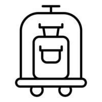 vector de contorno de icono de bolsa de transporte abierta. carro de equipaje