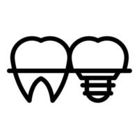 vector de contorno de icono de implante dental. cuidado bucal