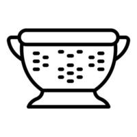 Steel colander icon outline vector. Cooking sieve vector