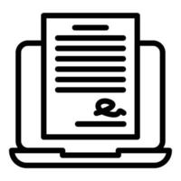 vector de contorno de icono de documento de registro en línea. usuario web