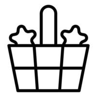 Buy market basket icon outline vector. Gift benefit vector