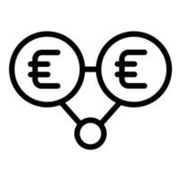 vector de contorno de icono de caridad de dinero de personas. ayuda financiera