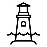 Flood lighthouse icon outline vector. Sea level vector