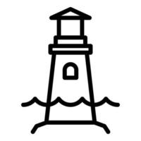 Flood lighthouse icon outline vector. Sea level vector