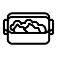 vector de contorno de icono de caja de escuela de alimentos. paquete de bocadillos