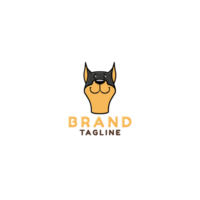 Dog logo with cartoon modern design png