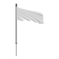 White flag on flagpole flying in the wind mockup vector