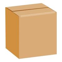 Brown sealed square box mockup, realistic style vector