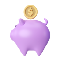 Piggy Bank 3D Illustration Icon png