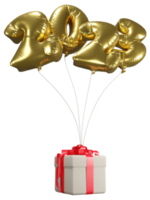 happy new year 2023. gold balloons png