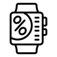 vector de contorno de icono de reloj inteligente de aplicación. ejecute el programa