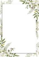 tarjeta de invitación de boda romántica con vegetación floral png