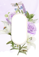 romantische hochzeitseinladungskarte mit grünblumen png