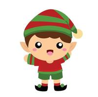 lindo elfo de navidad niños ilustración vector clipart