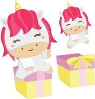 Unicorn Party Decoration Illustration Vector Clipart