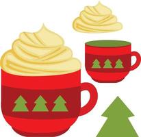 Cute Christmas Hot Chocolate Drink Table Illustration Vector Clipart