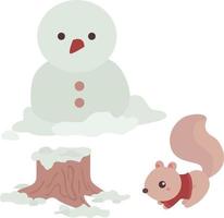 Cute Christmas Snowman Winter Holiday Illustration Vector Clipart