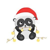 navidad animal panda ilustración vector clipart