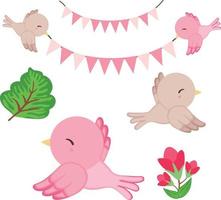 Love Bird Pink Valentine Illustration Vector Clipart