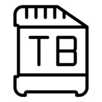 Tb sd card icon outline vector. Data memory vector