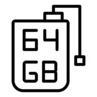 vector de contorno de icono de ssd portátil. memoria de datos