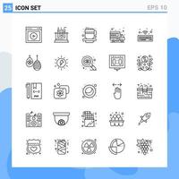 iconos de estilo moderno de 25 líneas delinean símbolos para uso general signo de icono de línea creativa aislado sobre fondo blanco paquete de 25 iconos vector