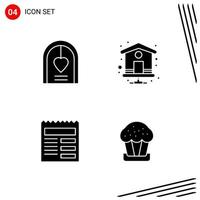 Collection of 4 Vector Icons in solid style Pixle Perfect Glyph Symbols for Web and Mobile Solid Icon Signs on White Background 4 Icons