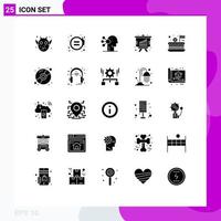 25 Universal Solid Glyph Signs Symbols of celebration cake abilities presentation analysis Editable Vector Design Elements