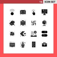 Set of 16 Modern UI Icons Symbols Signs for medicine science gesture laboratory biology Editable Vector Design Elements