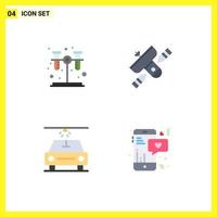 4 Universal Flat Icons Set for Web and Mobile Applications chemistry wash broadcast satellite mobile Editable Vector Design Elements