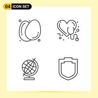 4 Creative Icons for Modern website design and responsive mobile apps 4 Outline Symbols Signs on White Background 4 Icon Pack vector