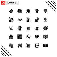 Modern Set of 25 Solid Glyphs Pictograph of target focus medal arrow time Editable Vector Design Elements