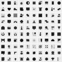 Set of 100 Business Solid Glyph icons vector