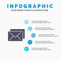 Business Mail Message Solid Icon Infographics 5 Steps Presentation Background vector
