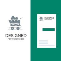 Cart Trolley Easter Shopping Grey Logo Design and Business Card Template vector