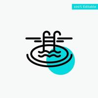 Swimming Pool Hotel Serves turquoise highlight circle point Vector icon