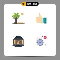 paquete de iconos planos de 4 símbolos universales de la playa hasta el banco de gestos de verano elementos de diseño vectorial editables vector