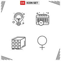 4 Icons Line Style Grid Based Creative Outline Symbols for Website Design Simple Line Icon Signs Isolated on White Background 4 Icon Set Creative Black Icon vector background