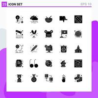 Mobile Interface Solid Glyph Set of 25 Pictograms of photo full shadow instrument vote down Editable Vector Design Elements