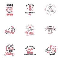 Love You Papa Card Design for Happy Fathers Day Typography Collection 9 Black and Pink Design Editable Vector Design Elements