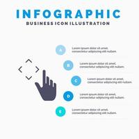 Finger Up Gestures Move Solid Icon Infographics 5 Steps Presentation Background vector