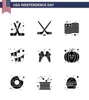 9 iconos creativos de estados unidos signos de independencia modernos y símbolos del 4 de julio de la fiesta de helados decoración americana elementos de diseño vectorial del día de estados unidos editables en estados unidos vector