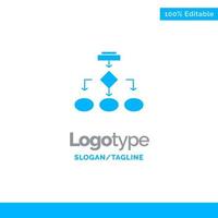 algoritmo de diagrama de flujo arquitectura de datos comerciales estructura de esquema flujo de trabajo plantilla de logotipo sólido azul lugar para el eslogan vector