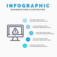 Computer Data Information Internet Security Line icon with 5 steps presentation infographics Background vector