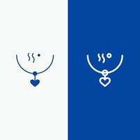 amuleto amor matrimonio fiesta boda línea y glifo icono sólido bandera azul línea y glifo icono sólido bandera azul vector